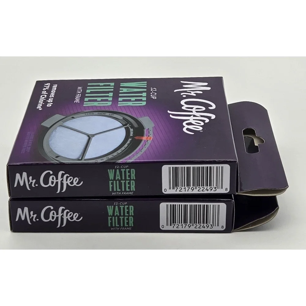 Mr Coffee 12 Cup Water‎ Filter With Frame Charcoal Replacement Lot of 2 New